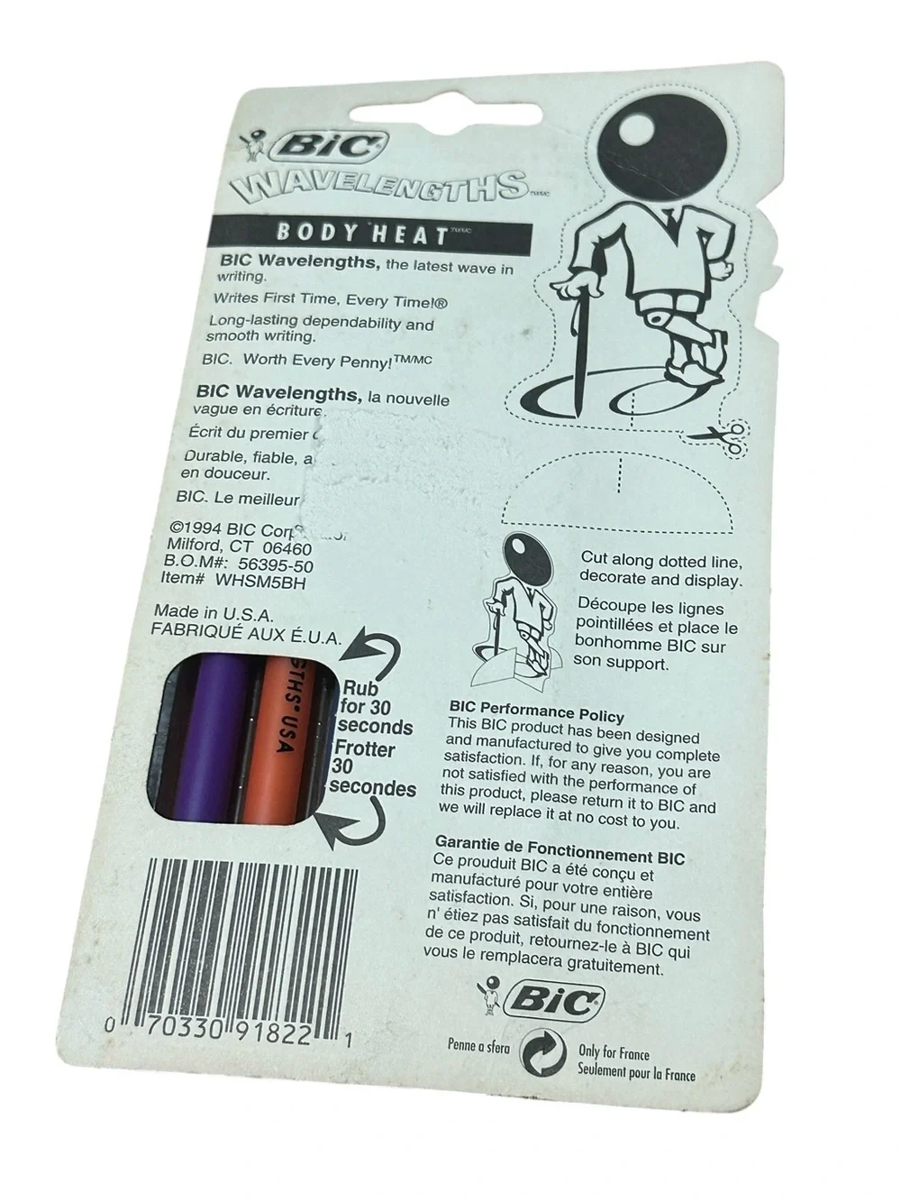 Vintage NEW Bic Wavelengths Body Heat Black Pen USA 1994 90s Sealed Ink Medium